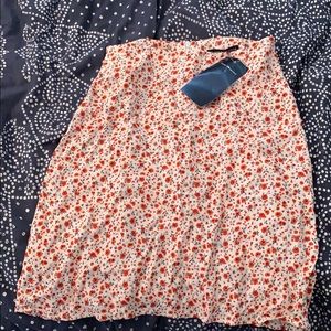 NWT Brandy Melville red floral mini skirt one size